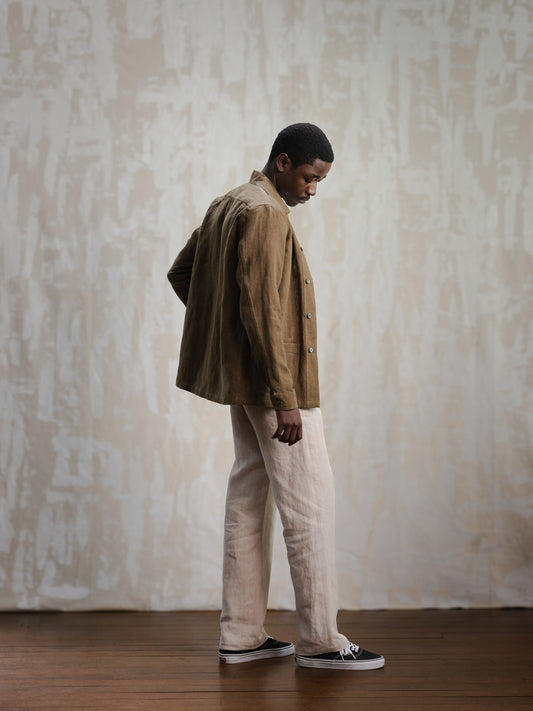 Olive Linen Chore Jacket