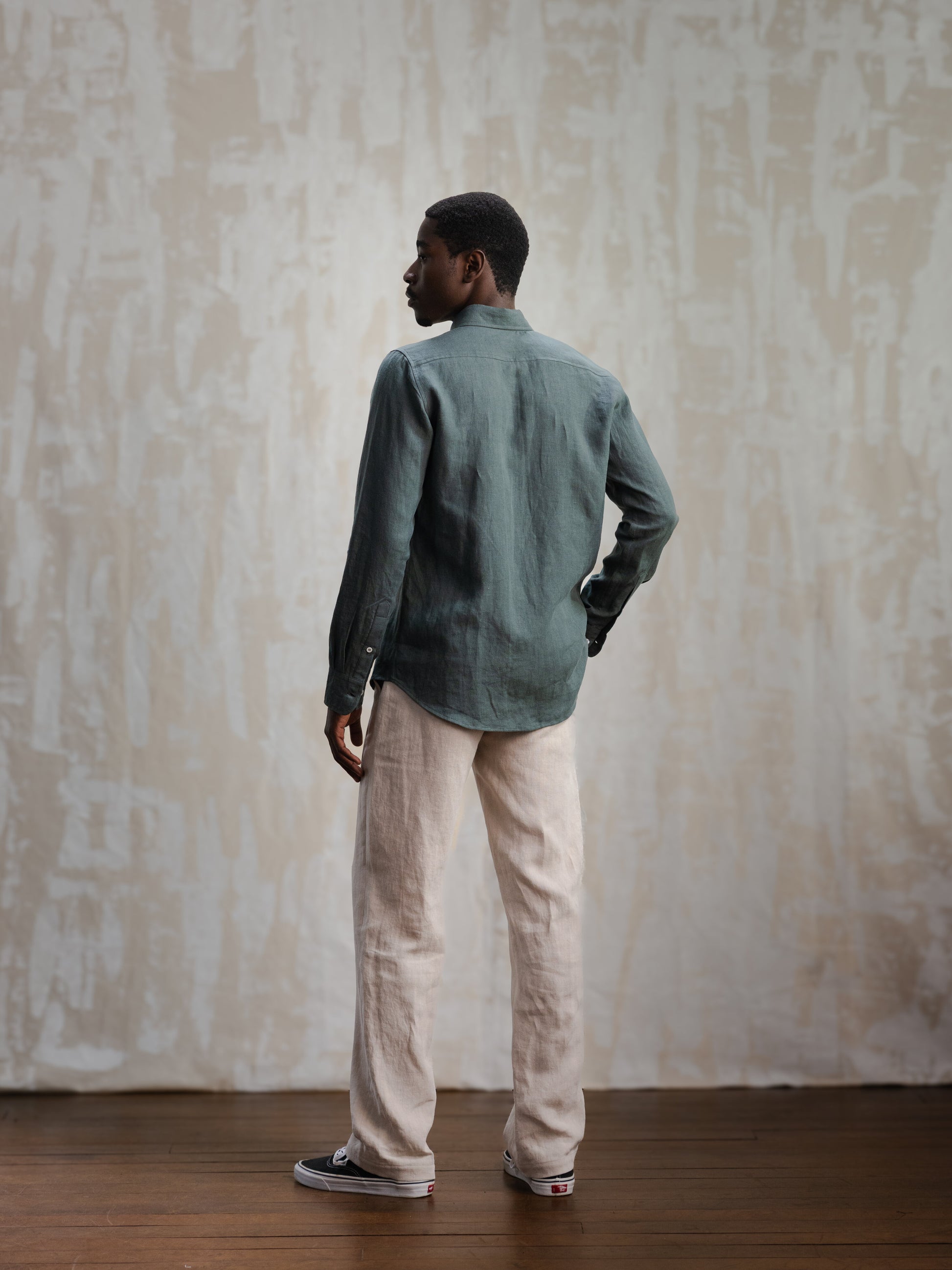 Forest Green Button Down Linen Shirt