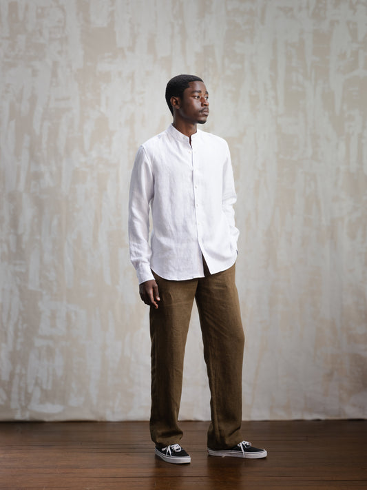 Olive Linen Easy Pants