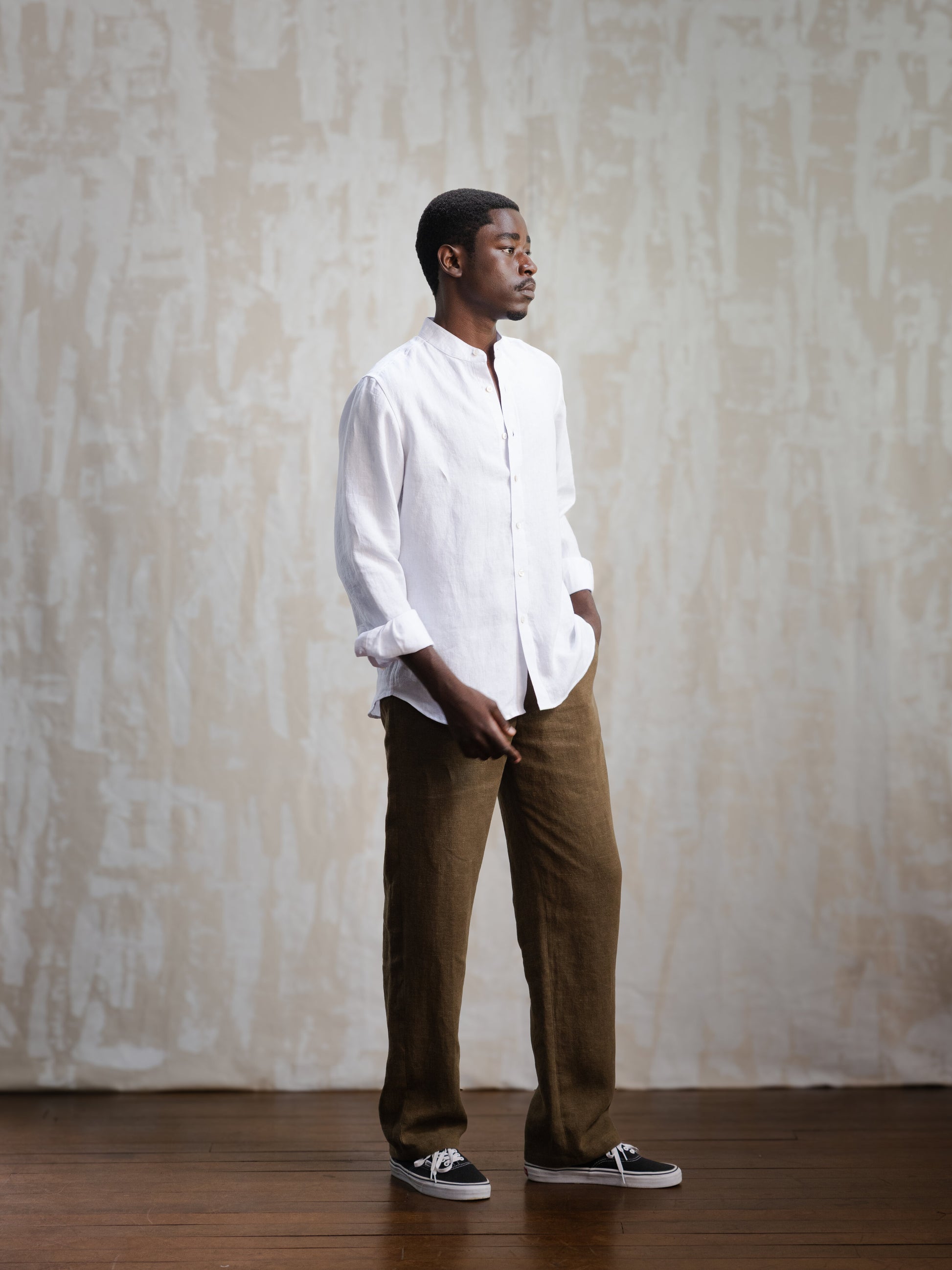 Olive Linen Easy Pants