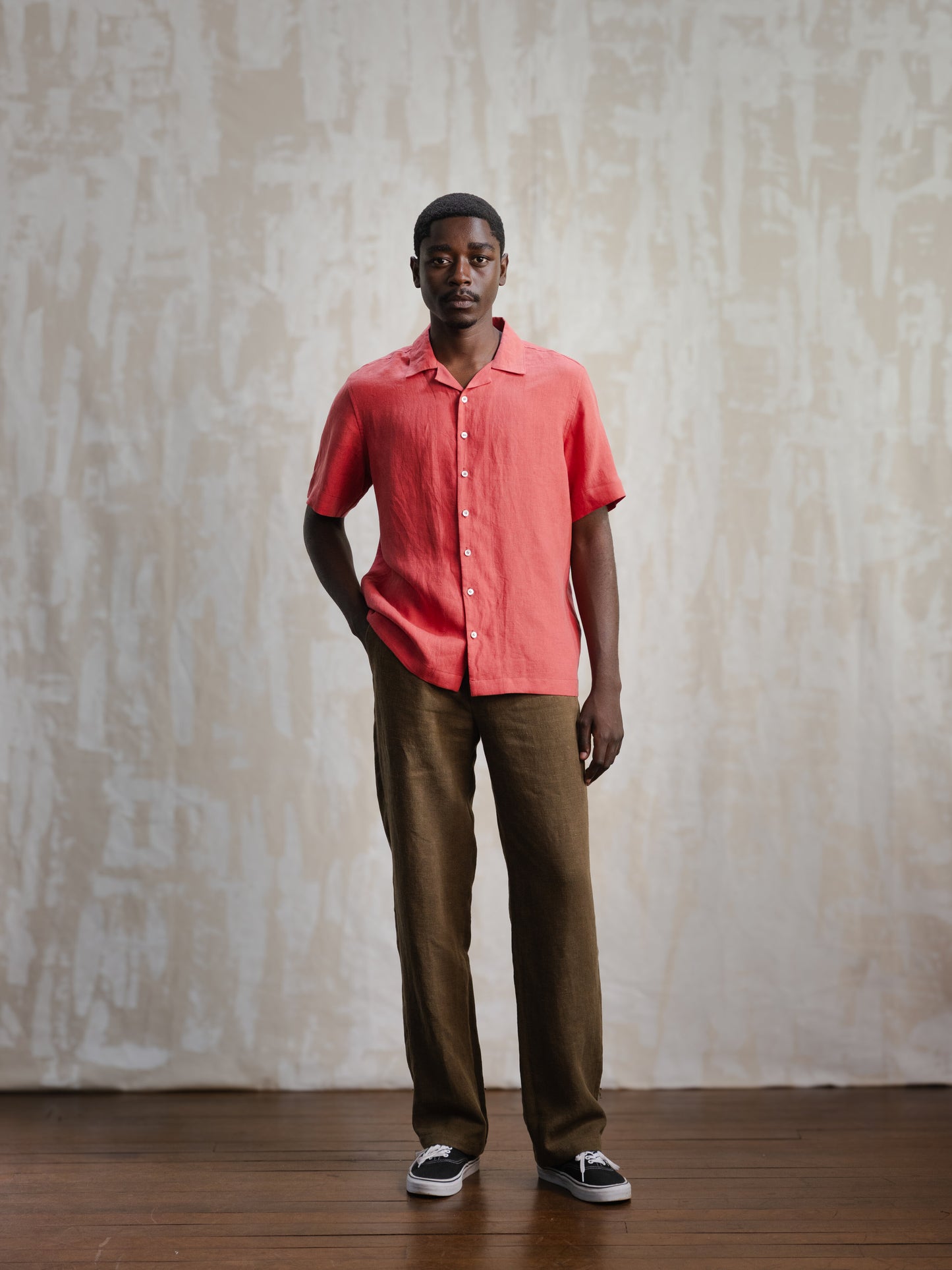 Salmon Linen Leisure Shirt