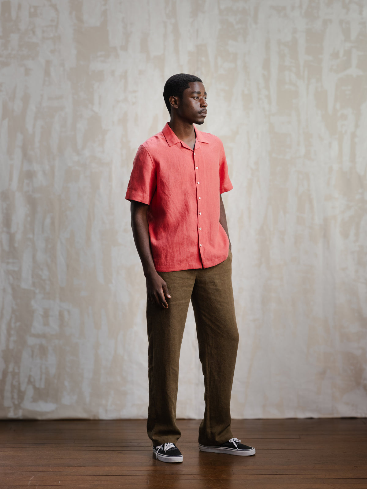 Salmon Linen Leisure Shirt