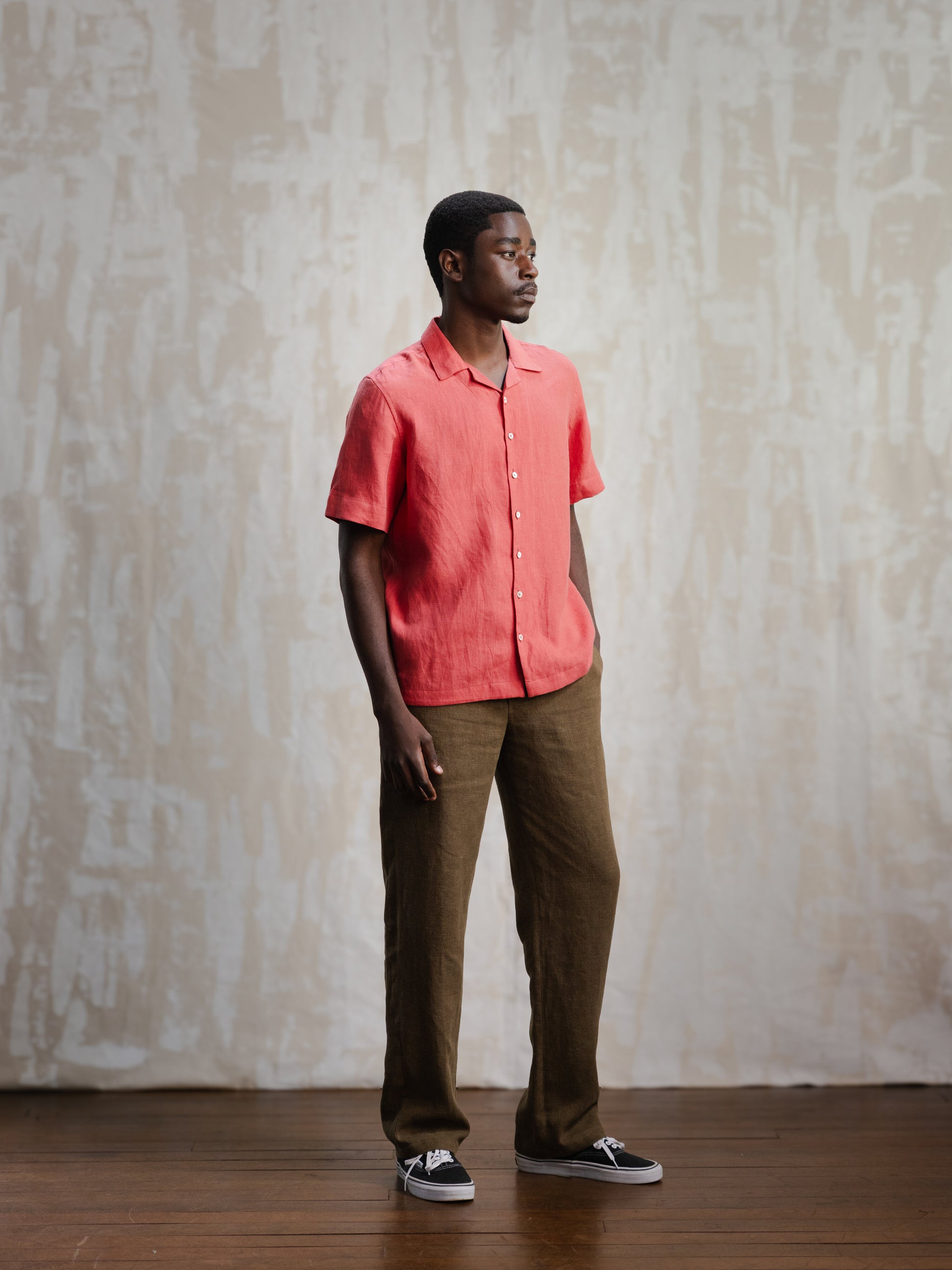 Salmon Linen Leisure Shirt