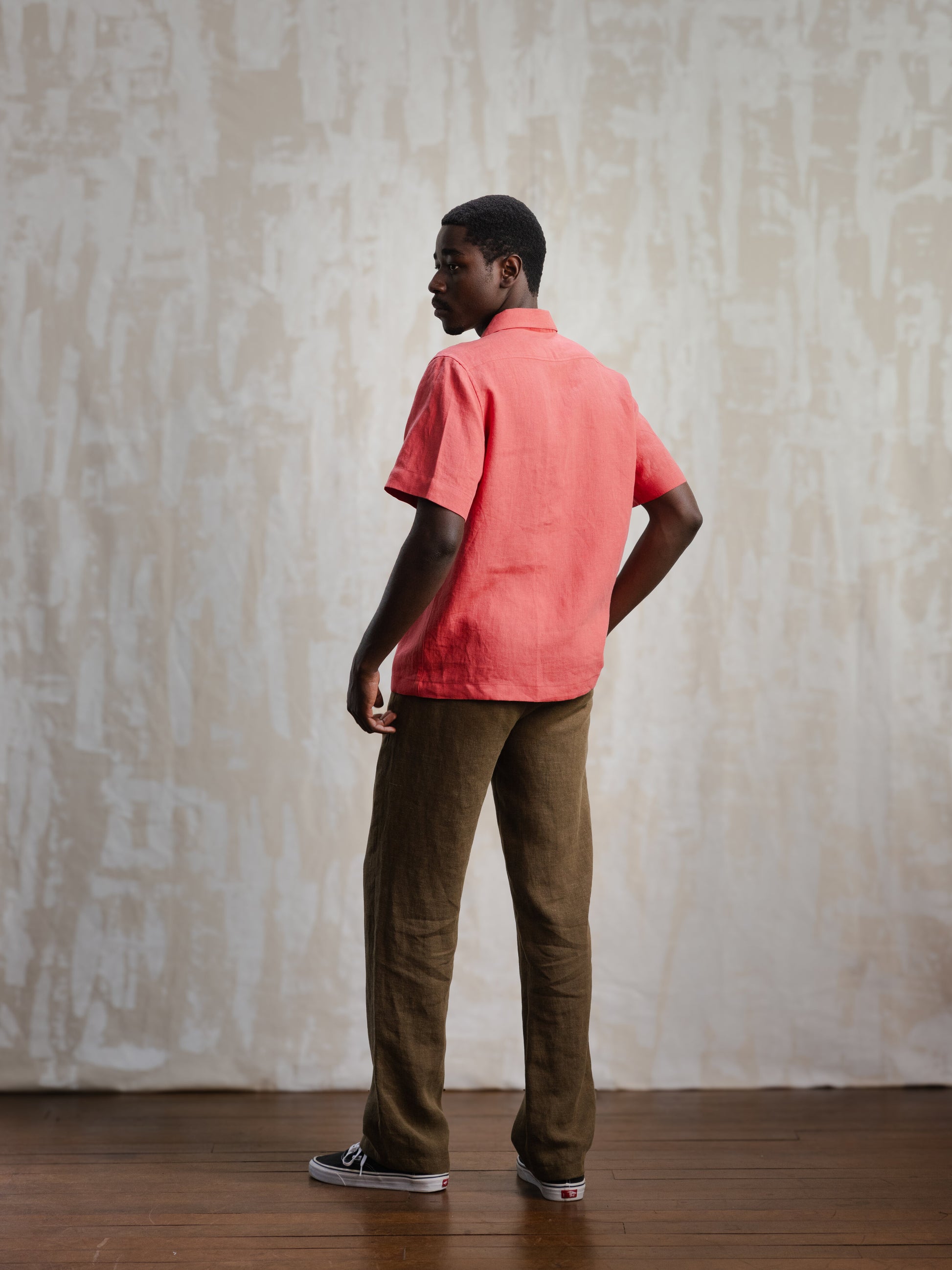 Salmon Linen Leisure Shirt