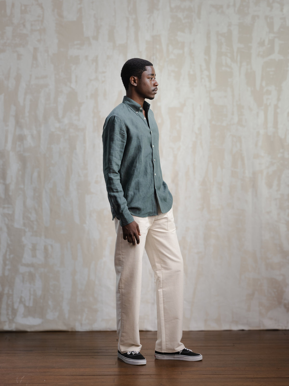 Forest Green Button Down Linen Shirt