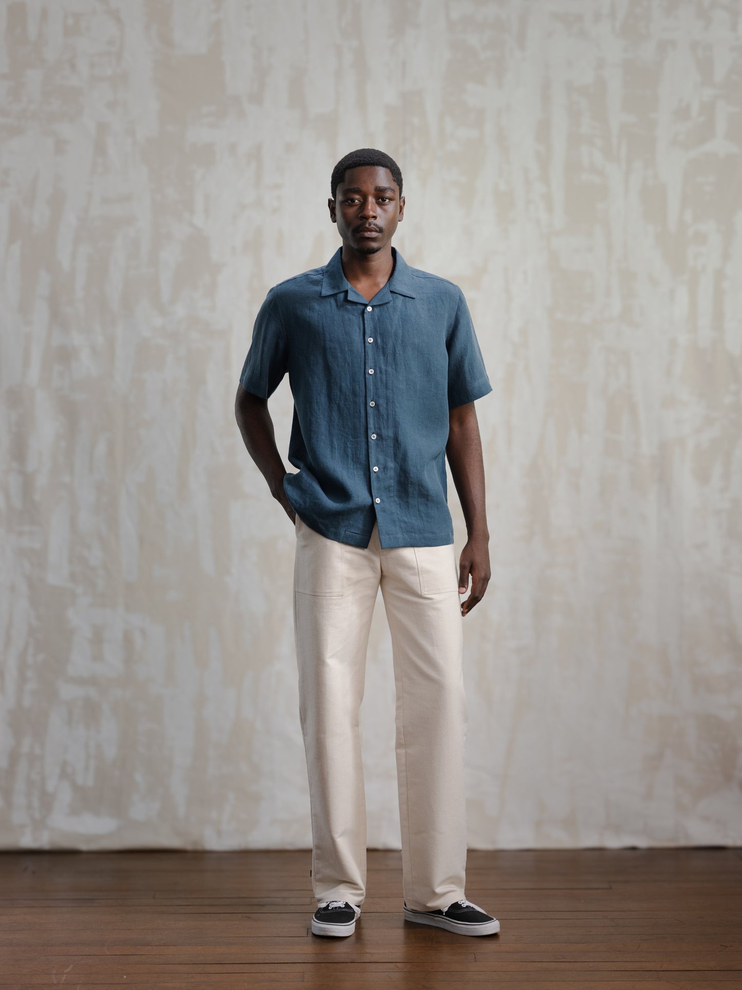 Slate Blue Linen Leisure Shirt