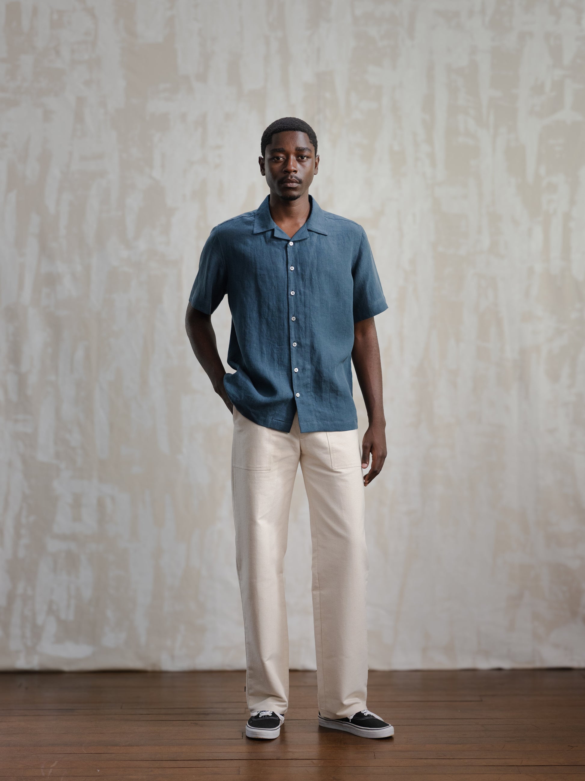 Slate Blue Linen Leisure Shirt