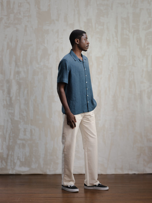 Slate Blue Linen Leisure Shirt