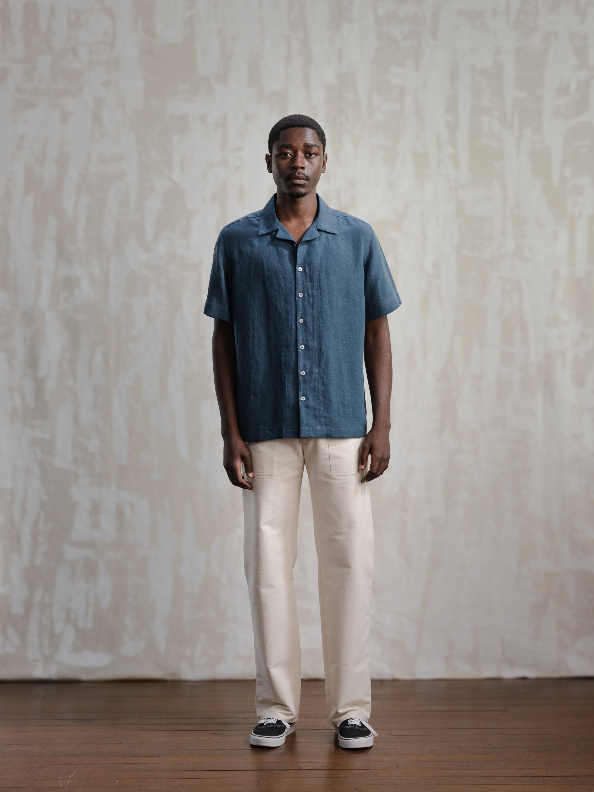 Slate Blue Linen Leisure Shirt