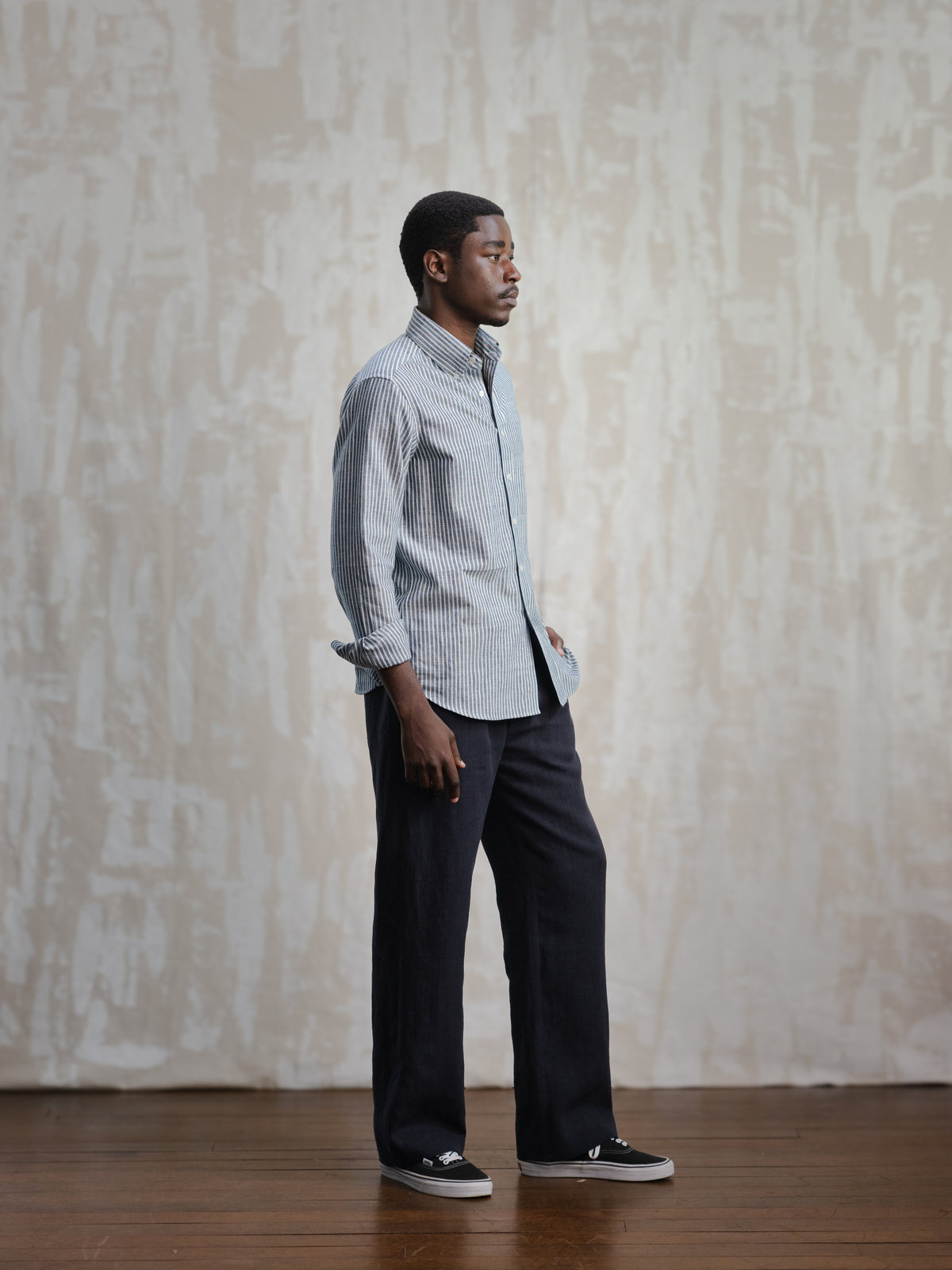 Indigo Stripes Khadi Button Down Shirt