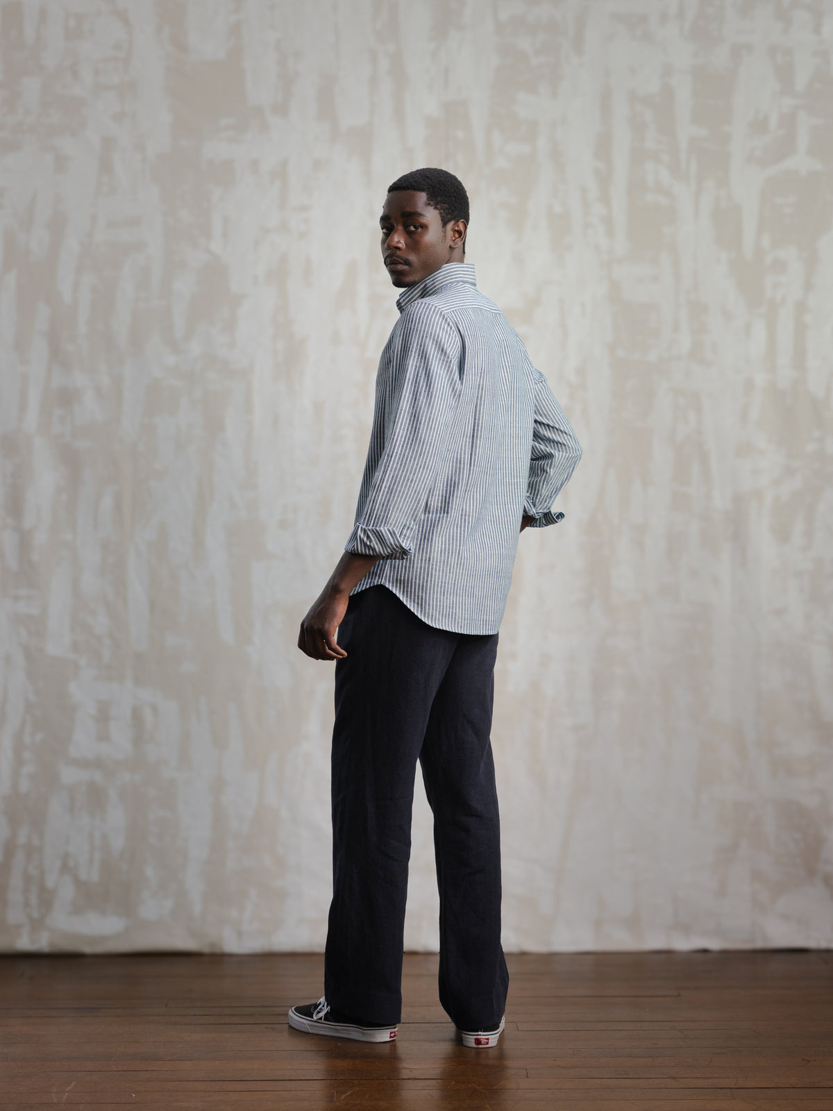 Indigo Stripes Khadi Button Down Shirt