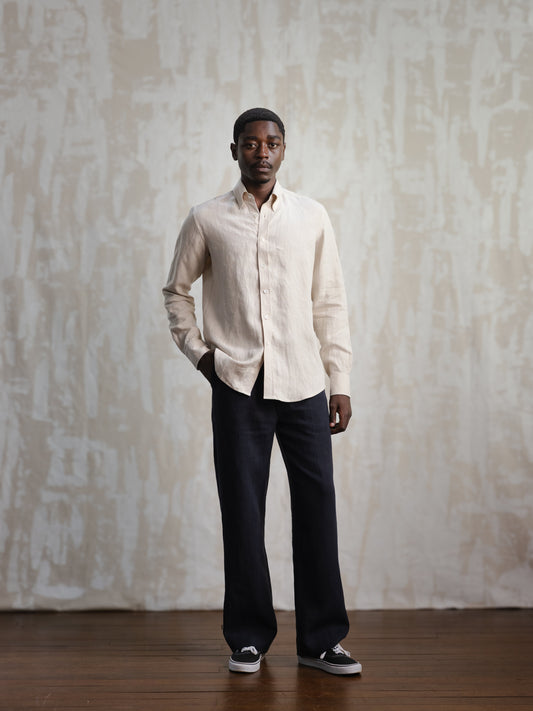 Sand Button Down Linen Shirt