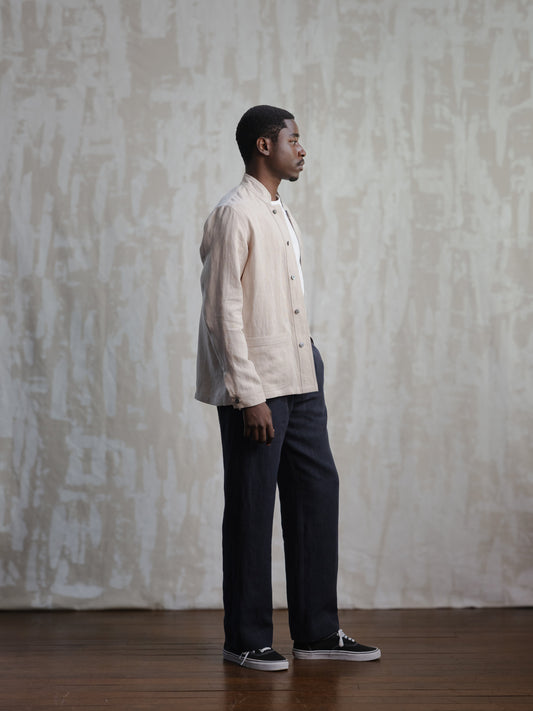 Sand Linen Nehru Chore Jacket