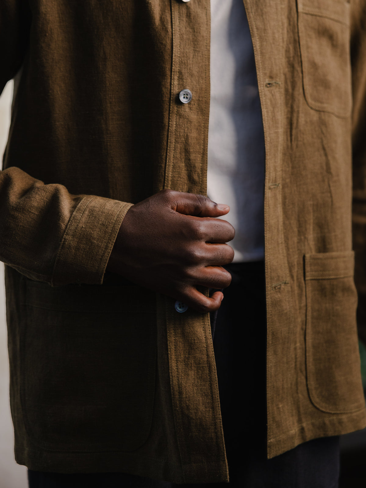Olive Linen Chore Jacket