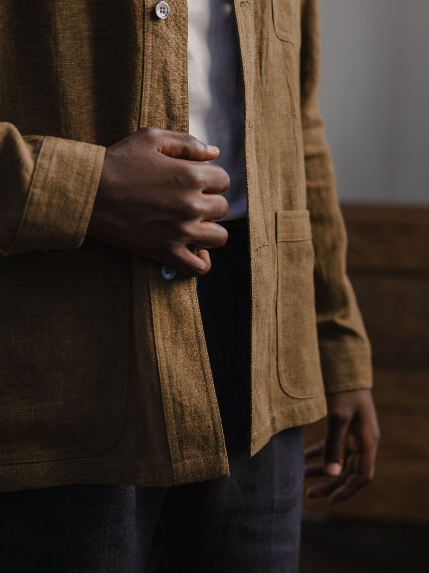 Olive Linen Chore Jacket