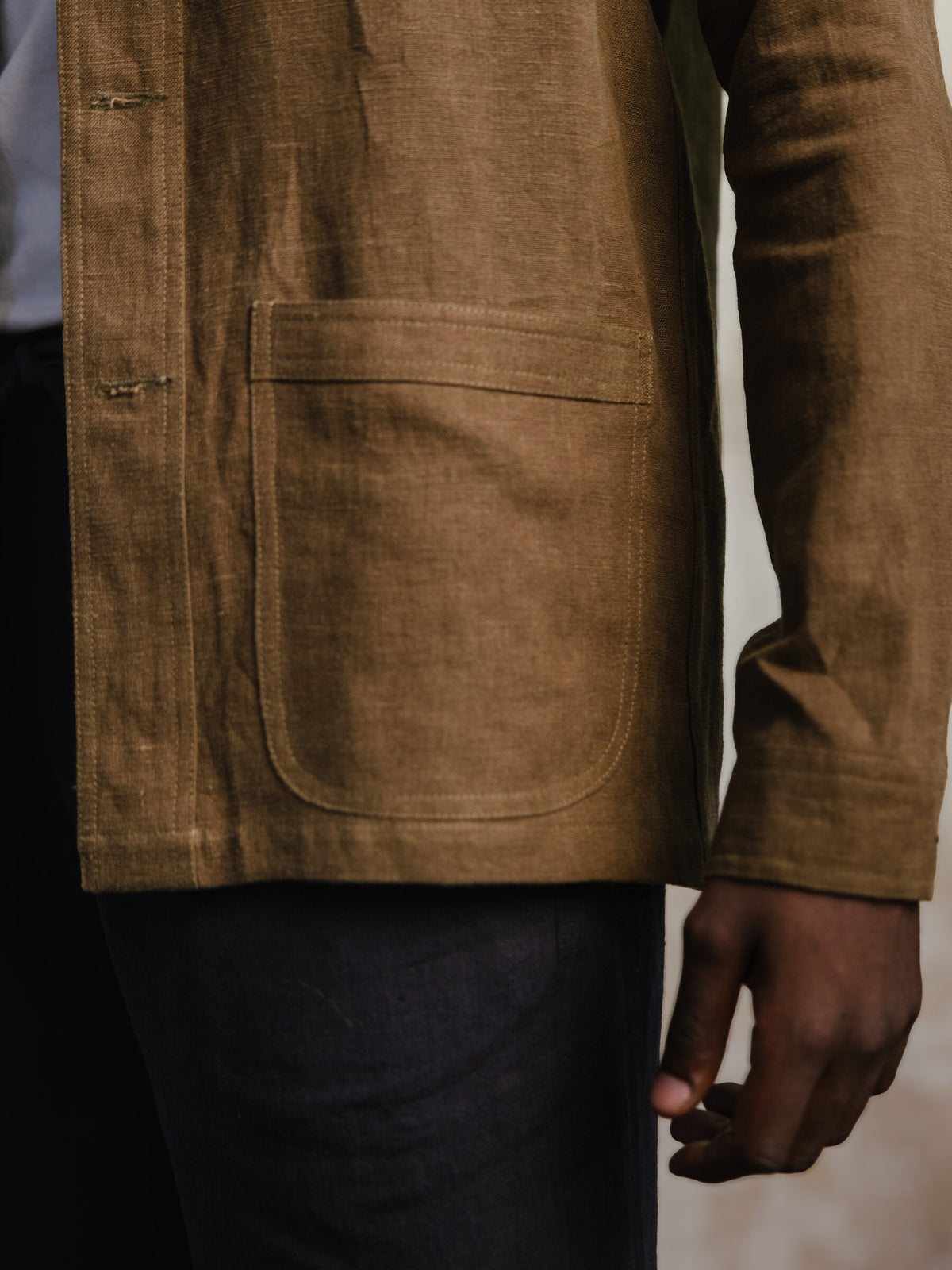 Olive Linen Chore Jacket