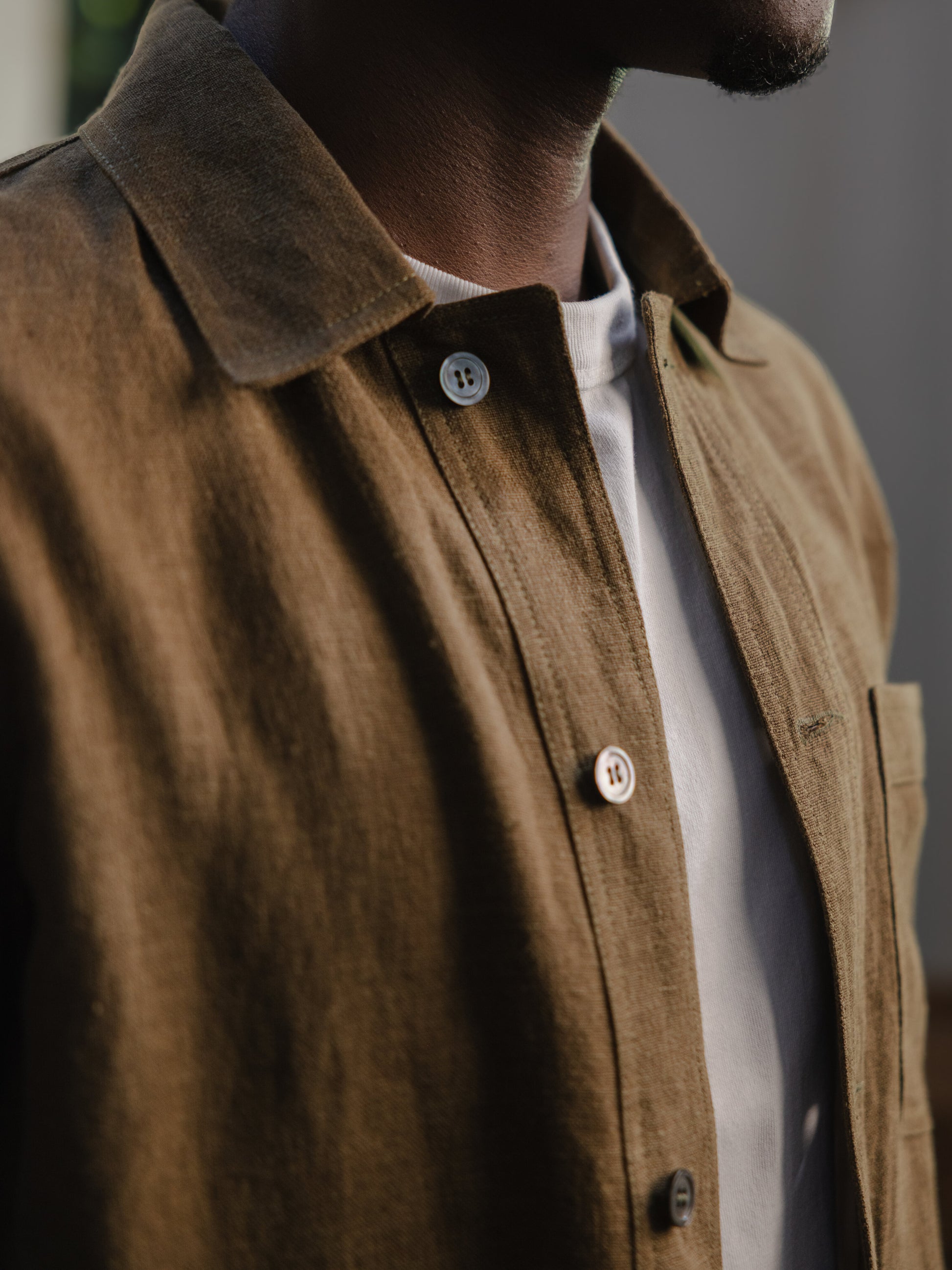Olive Linen Chore Jacket