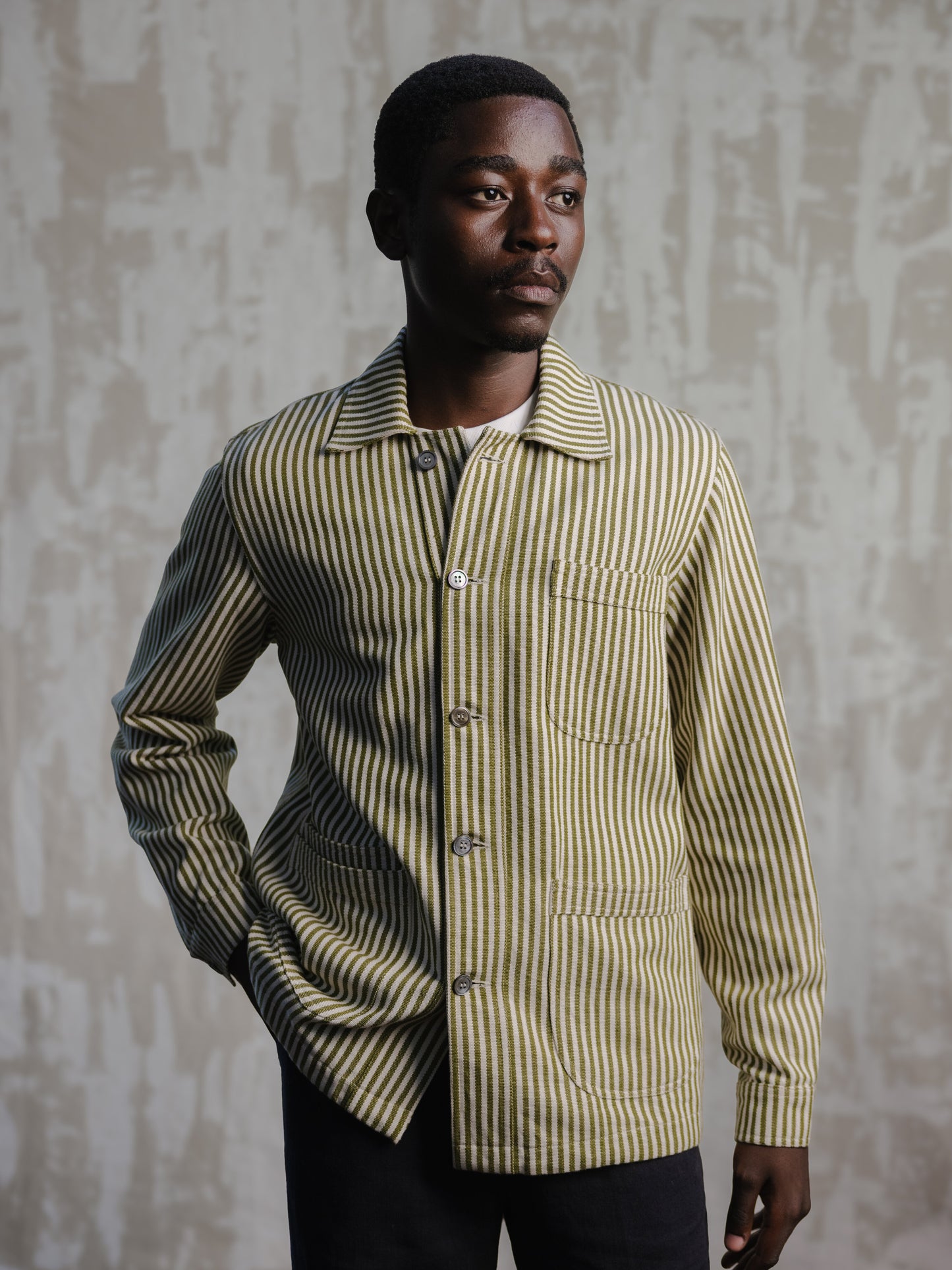 Hand Loom Striped Chore Jacket