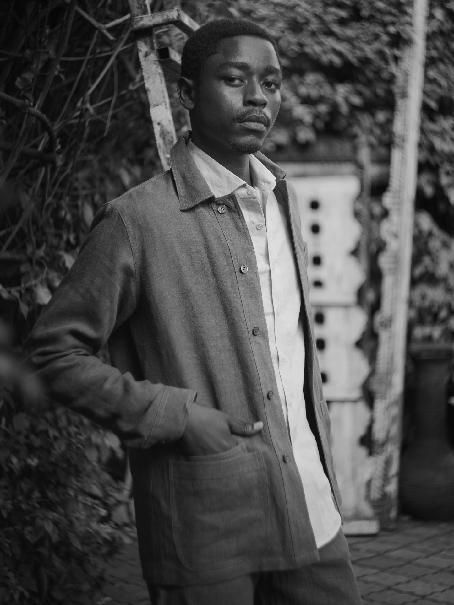 Olive Linen Chore Jacket