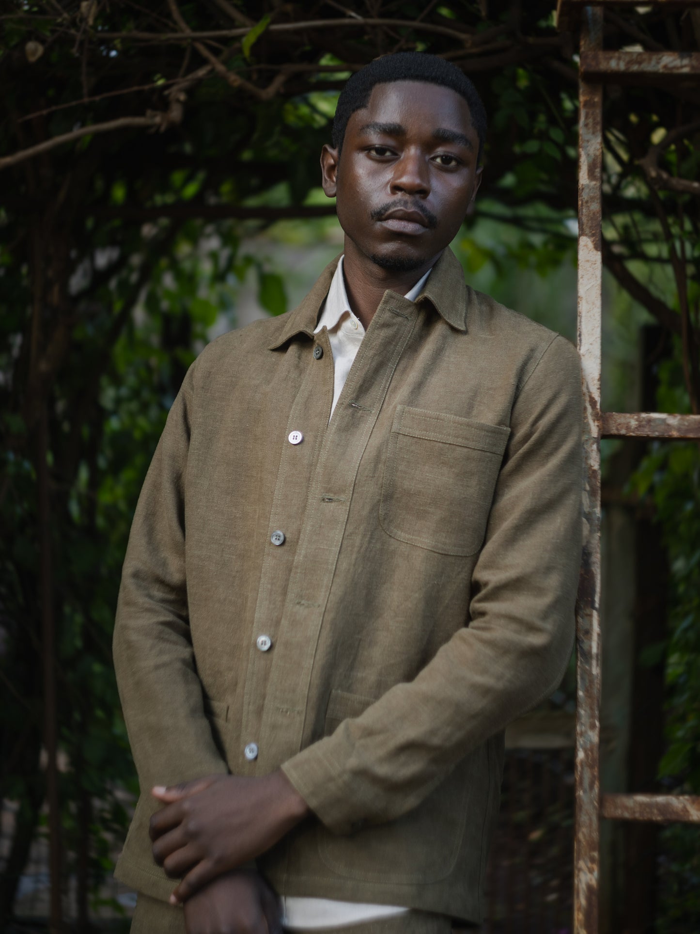 Olive Linen Chore Jacket