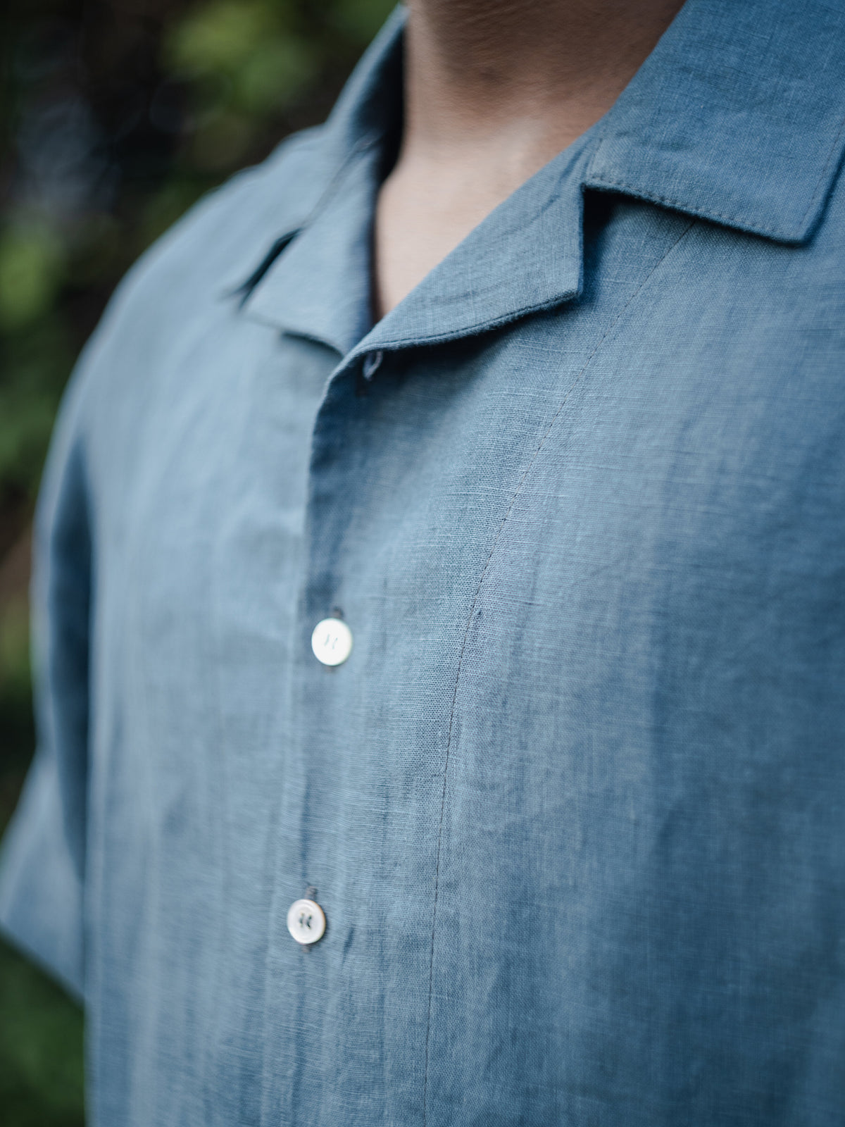 Slate Blue Linen Leisure Shirt