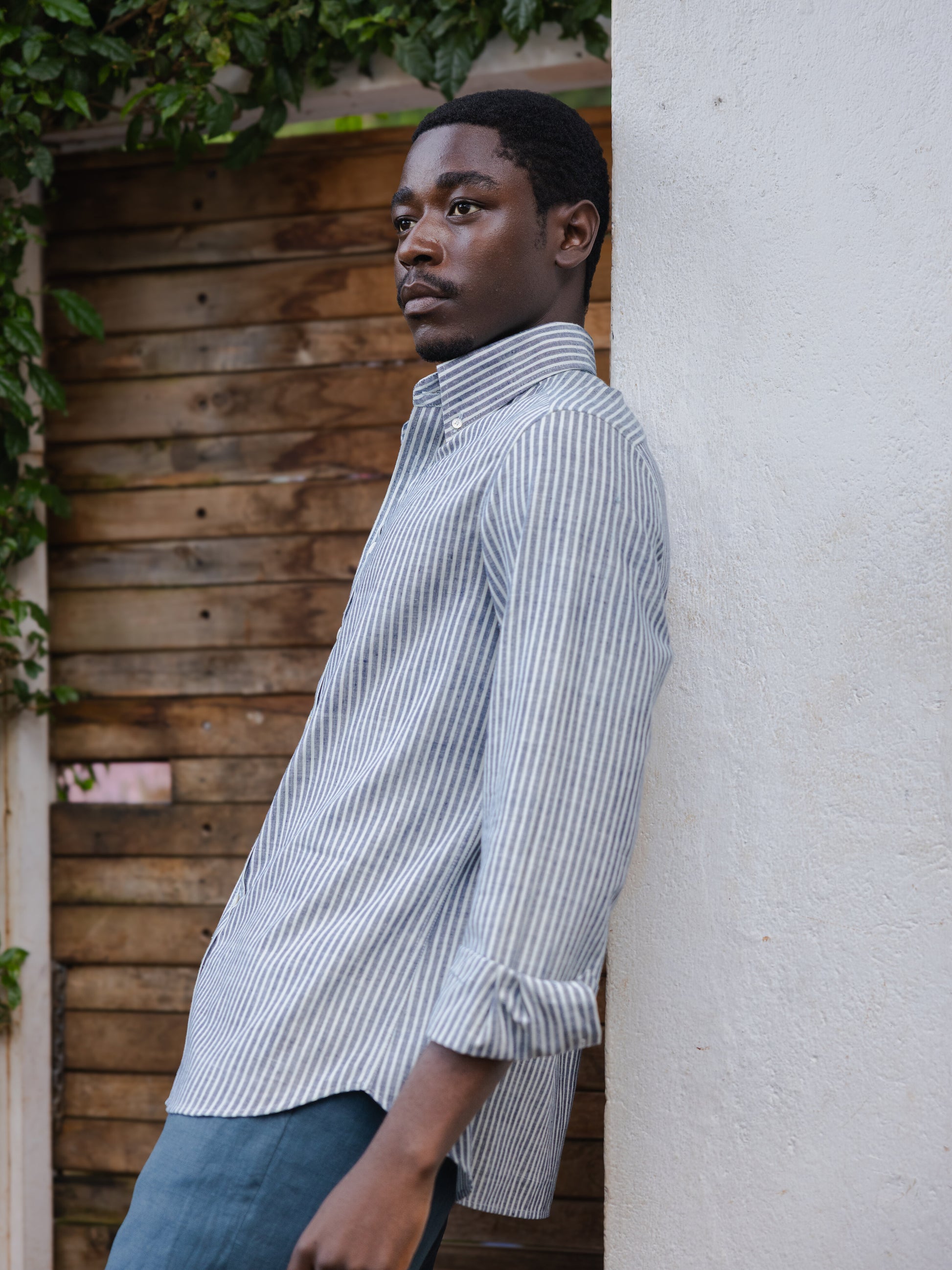 Indigo Stripes Khadi Button Down Shirt