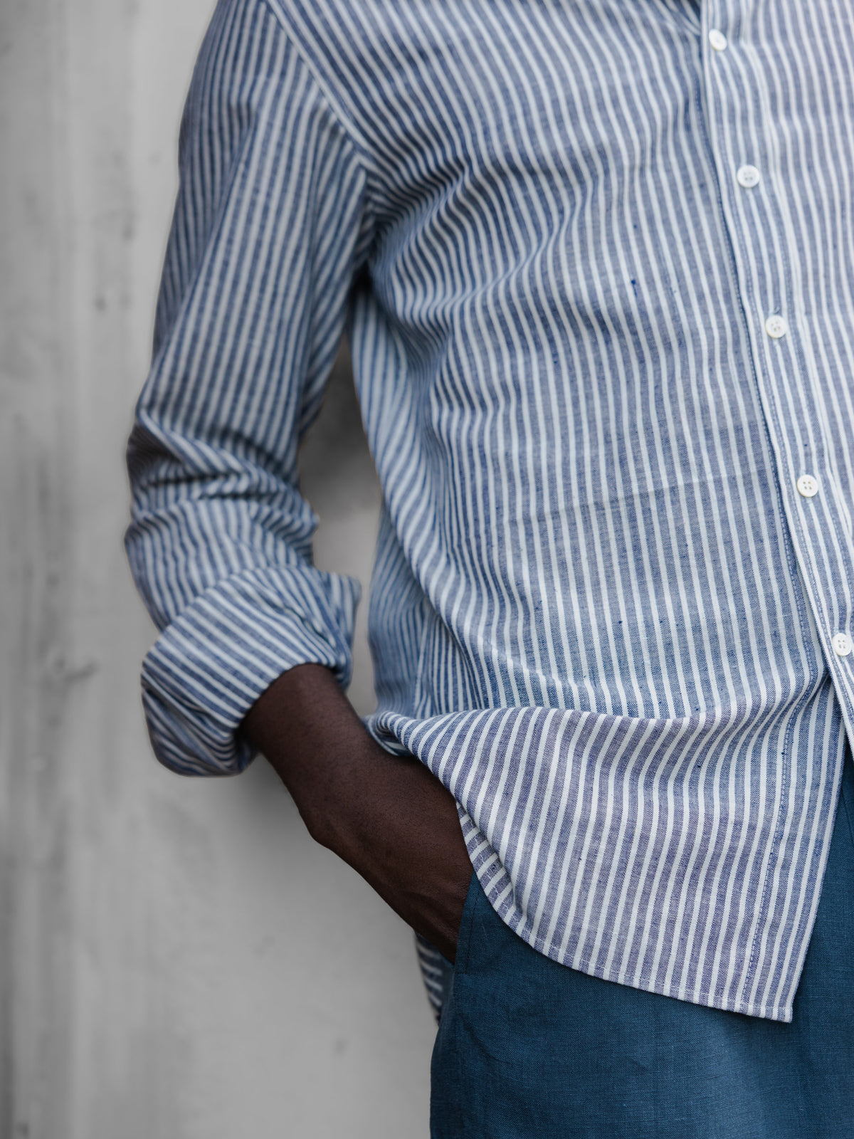 Indigo Stripes Khadi Button Down Shirt