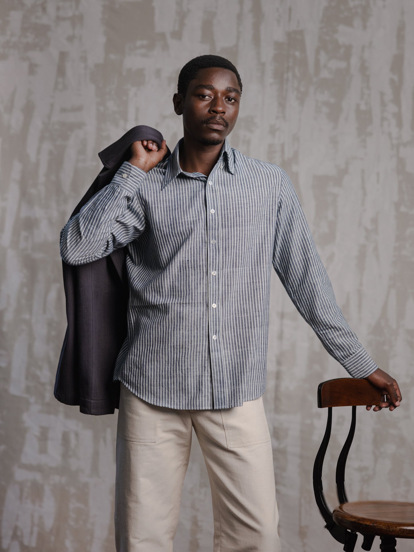 Indigo Stripes Khadi Button Down Shirt