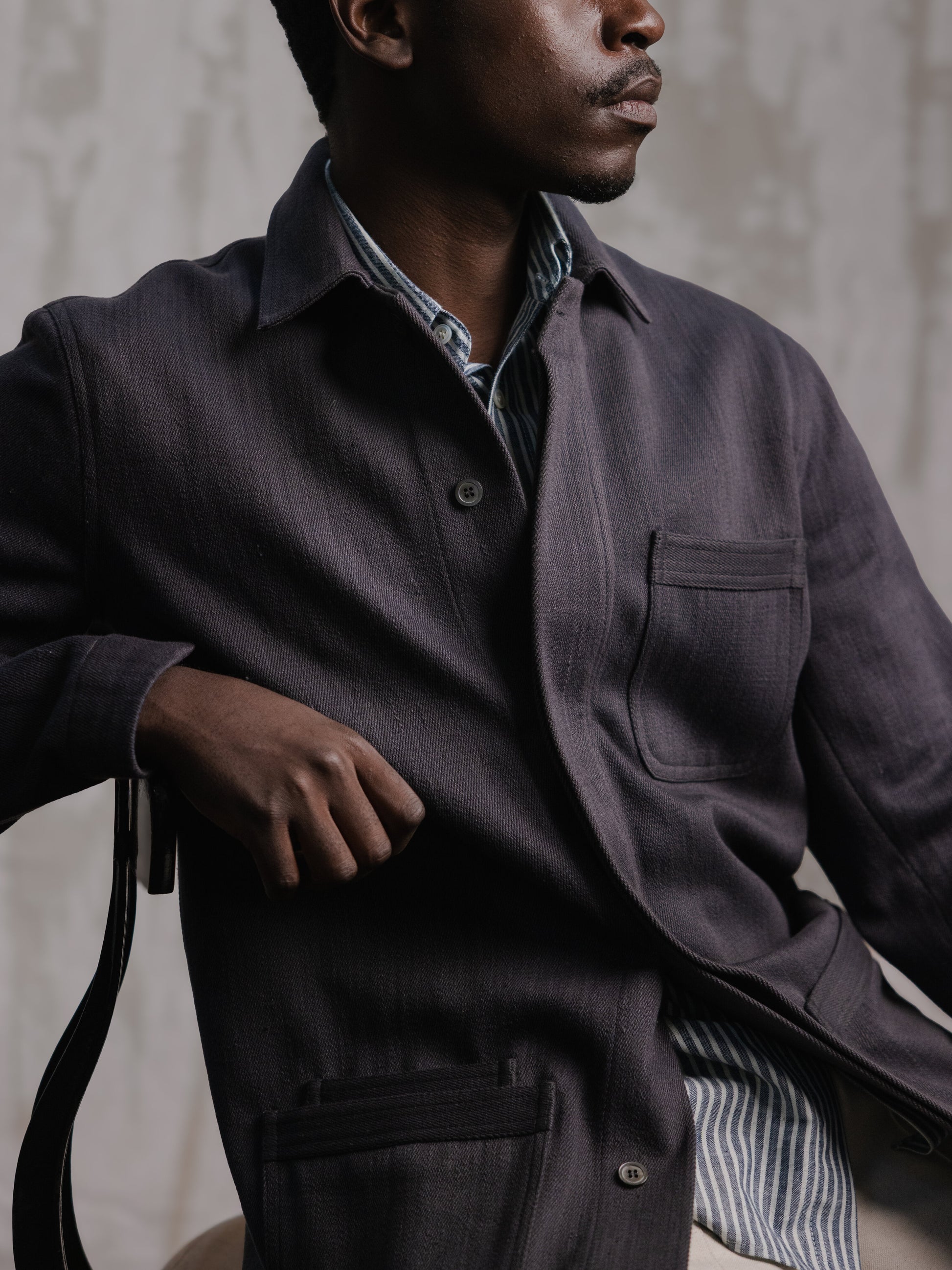 Charcoal Modified Khadi Field Jacket